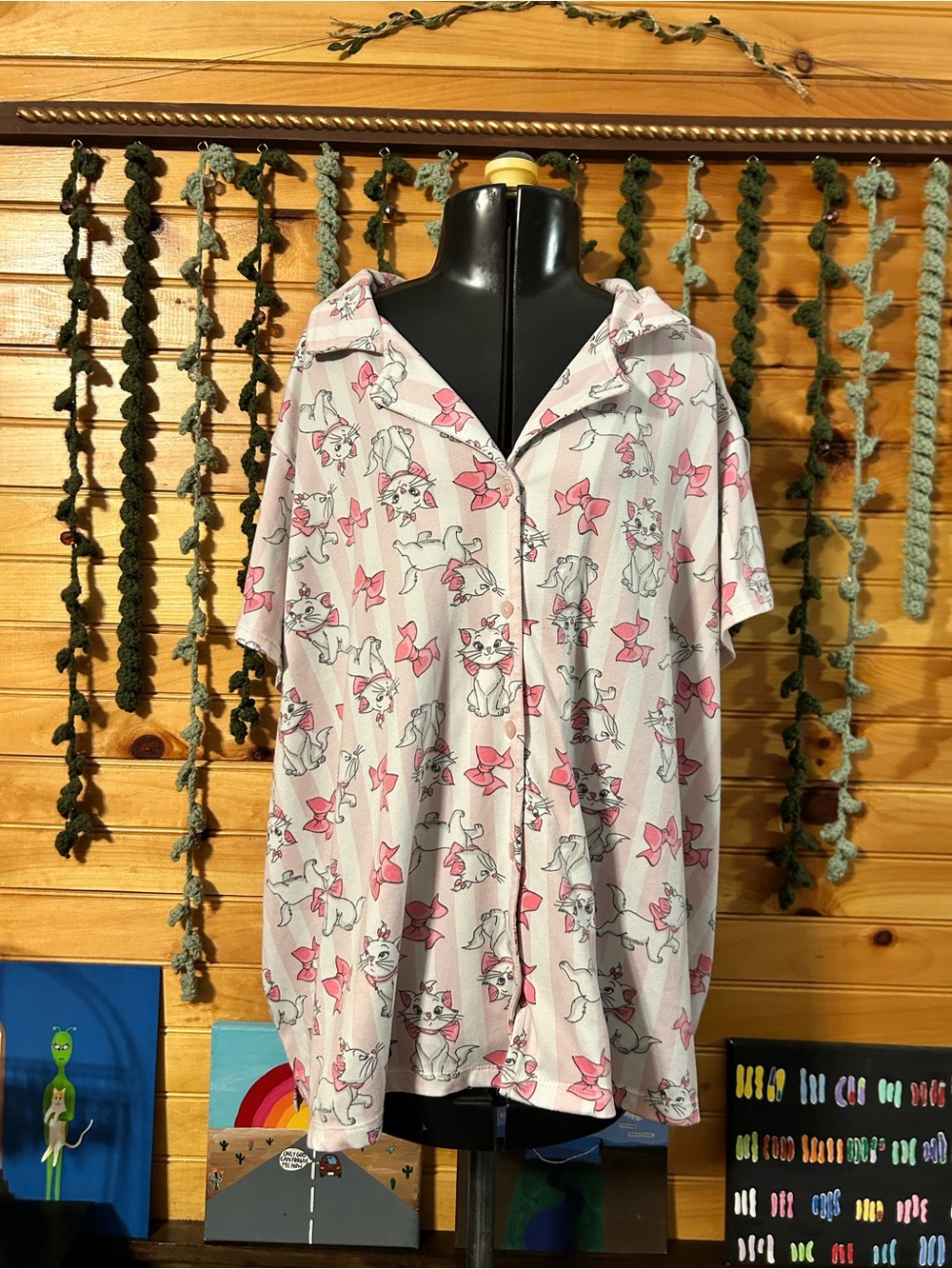 Disney Aristocats Short-Sleeve Button PJ Shirt
